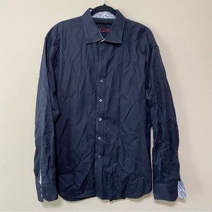 Robert Graham Black Pattern Button Down Long Sleeve Shirt Cotton Mens 2XL